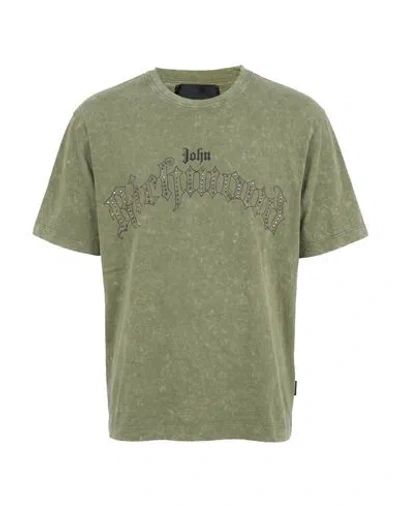 John Richmond Man T-shirt Military Green Size S Cotton