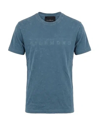 John Richmond Man T-shirt Turquoise Size S Cotton In Blue