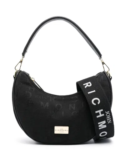 John Richmond Monogram Jacquard Shoulder Bag In Black