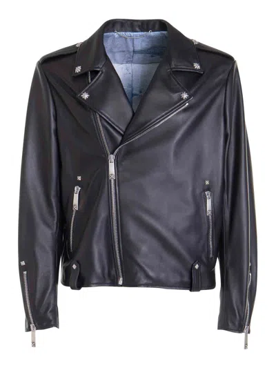 John Richmond Notched Lapel Zip Jacket In Negro