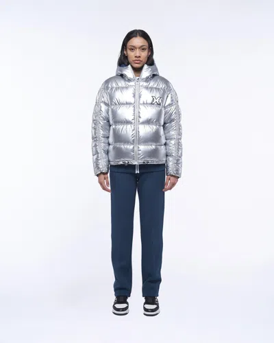 John Richmond Padded Down Jacket With Logo In Grigio