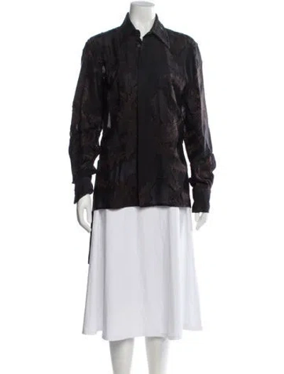 Pre-owned John Richmond Paisley Print Long Sleeve Top In Blue