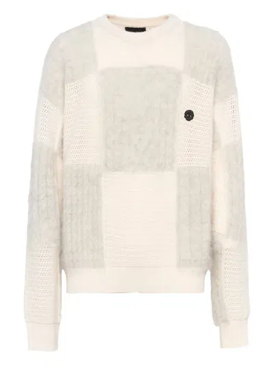 John Richmond Patchwork Cable-knit Sweater In Gold