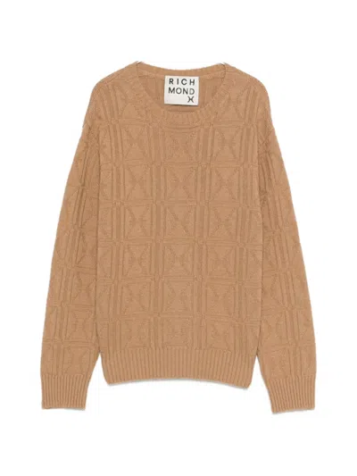 John Richmond Patterned Sweater In Brown