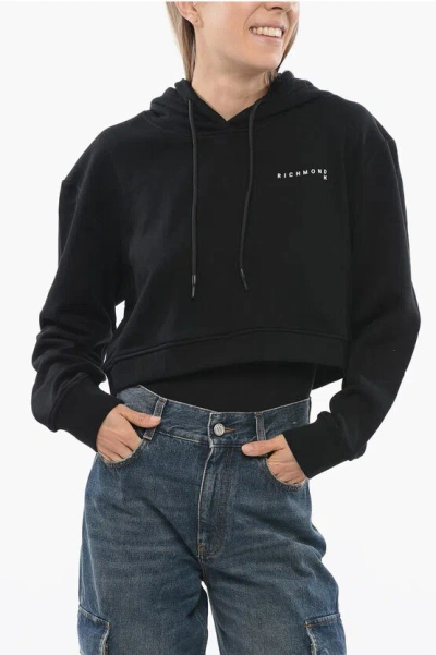 John Richmond Pistil Cropped Sweatshirt With Embossed Logo In Black
