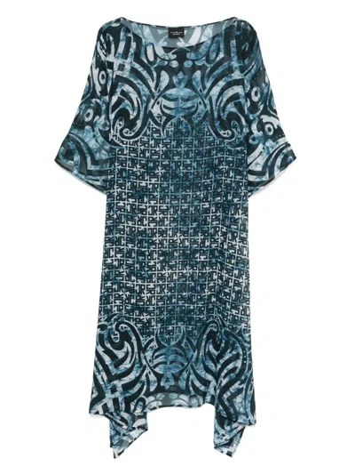 John Richmond Printed Beach Dress In Blue