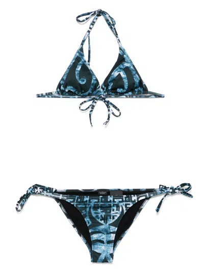 John Richmond Printed Bikini In Blue