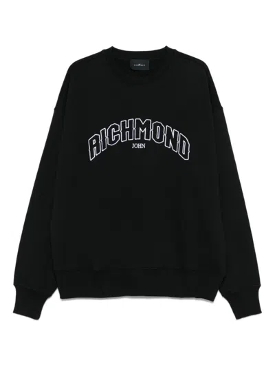 JOHN RICHMOND RELAXED FIT BLACK SWEATSHIRT WITH BOLD LOGO