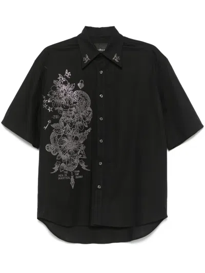 John Richmond Shirt With Embroidery In Black