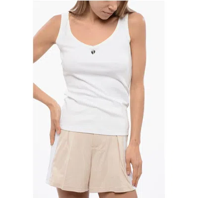 John Richmond Ribbed Gaya Tank Top With Heart Application In White