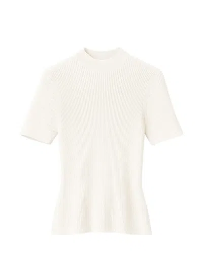 John Richmond Ribbed Short-sleeve Top In Neutral