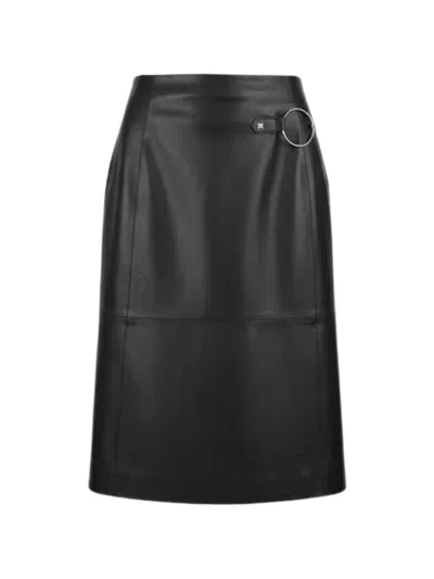 John Richmond Ring-detail Paneled Midi Skirt In Black