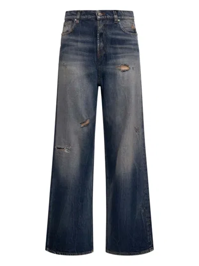 John Richmond Ripped-detail Jeans In Blue