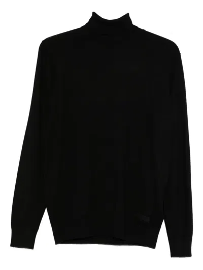John Richmond Roll-neck Sweater In Black