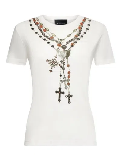 John Richmond Rosary-cross Printed T-shirt In White