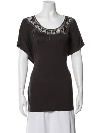 Pre-owned John Richmond Scoop Neck Short Sleeve Top W/ Tags In Gray