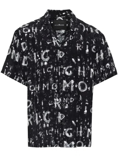 John Richmond Logo-print Short-sleeve Shirt In Black