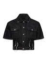 John Richmond Short Sleeves Denim Shirt In Midnight Blue In Black
