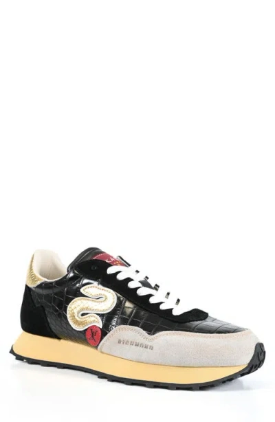John Richmond Signature Runner Sneaker In Ivory/black/gold