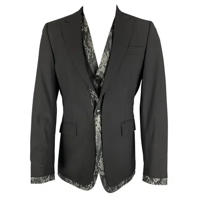 Pre-owned John Richmond Size 38 Black Wool Peak Lapel Sport Coat