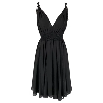 Pre-owned John Richmond Size 6 Black Knotted Straps A-line Dress