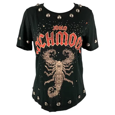 Pre-owned John Richmond Size S Black Print Cotton Crew-neck T-shirt
