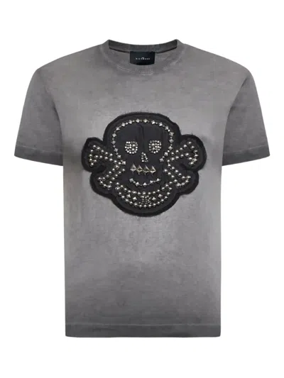 John Richmond Skull-embellished T-shirt In Gray