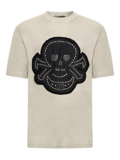 John Richmond Skull-embellished T-shirt In Neutral