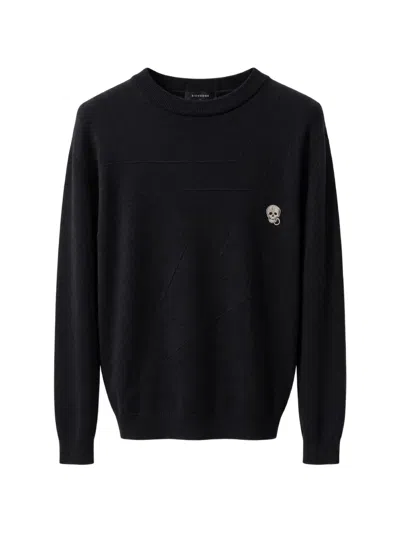 John Richmond Skull-patch Textured Sweater In Black