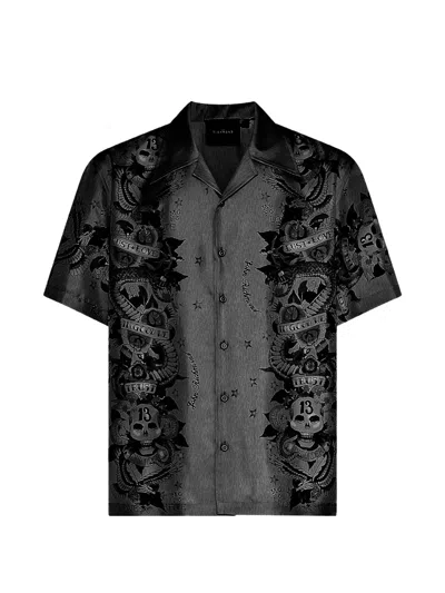 John Richmond Skull-print Short-sleeve Shirt In Black