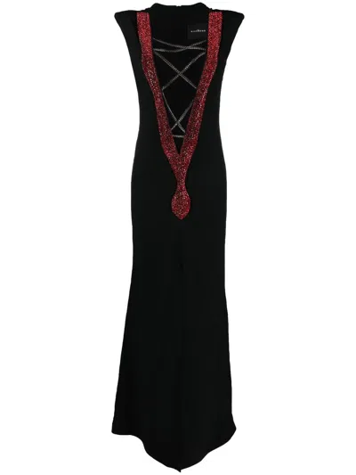 John Richmond Sleeveless Lace-front Maxi Dress In 黑色