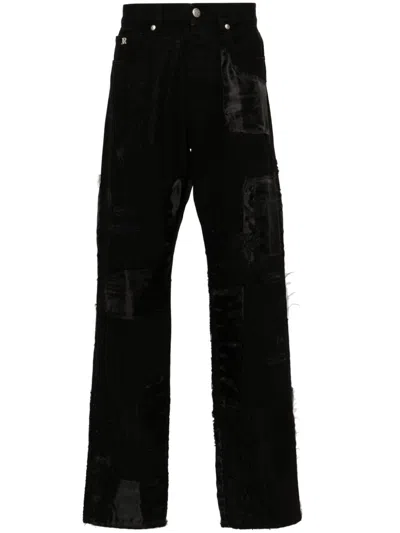 John Richmond Slim-leg Patchwork Jeans In Black