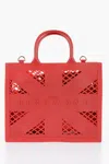 John Richmond Solid Color Cracov Tote Bag With Cut-out Details In Red