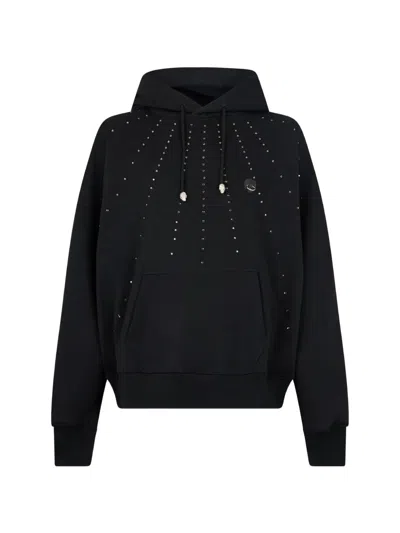 John Richmond Starlight Stud-embellished Drawstring Hoodie In Black