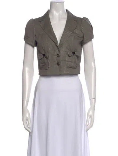 Pre-owned John Richmond Striped V-neck Top W/ Tags In Gray