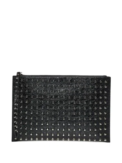 John Richmond Studded Clutch Bag In Black