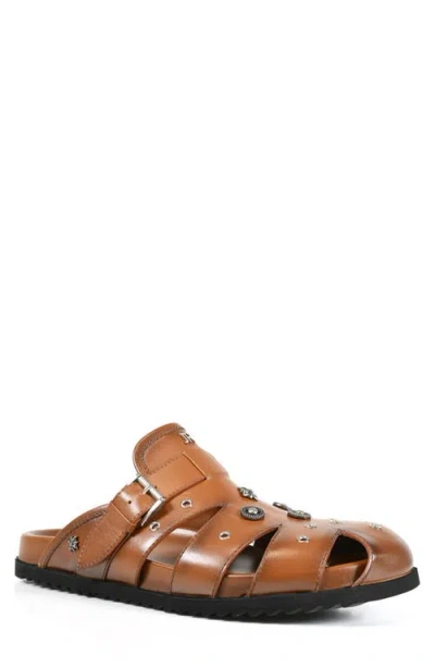 John Richmond Studded Fisherman Sandal In Brown