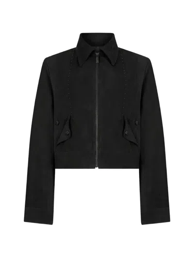 John Richmond Studded Zip-up Jacket In Blue