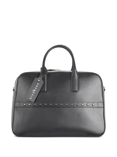 John Richmond Stud-embellished Leather Tote Bag In Gray