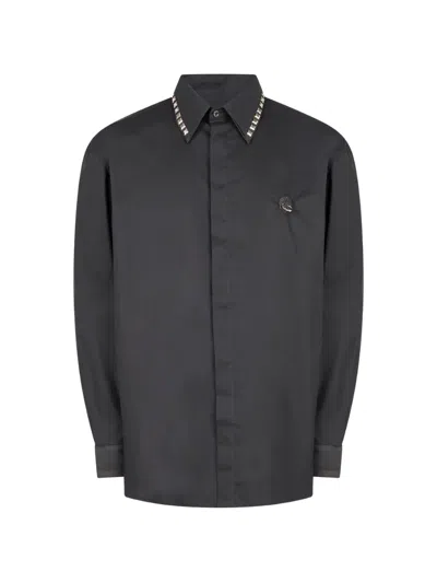 John Richmond Stud-embellished Logo-plaque Shirt In Black