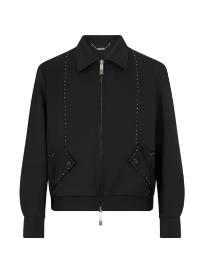 John Richmond Stud-embellished Zip-up Jacket In Black