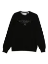 John Richmond Cotton Sweatshirt With Tonal Logo Detail In Black