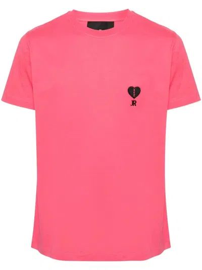 John Richmond T-shirt With Embroidery In Pink