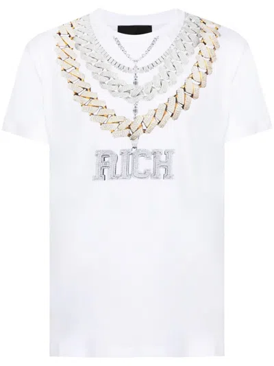 John Richmond Jewelry-print Cotton T-shirt In White