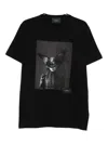 John Richmond Monochrome Graphic Print Black Cotton T-shirt In Black