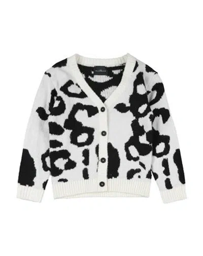 John Richmond Babies'  Toddler Girl Cardigan White Size 3 Polyester, Acrylic, Wool, Elastane In Black