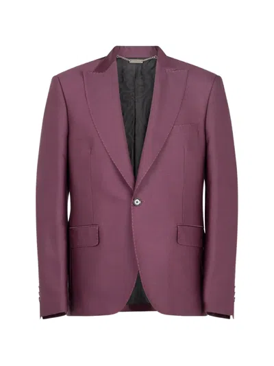John Richmond Topstitched Peak-lapel Blazer In Purple