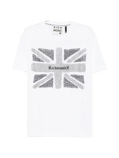 John Richmond Union Jack Embellished T-shirt In White