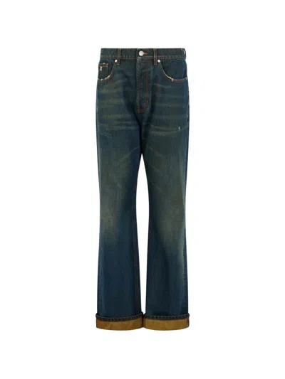 John Richmond Union Jack-embroidered Whiskered Jeans In Blue