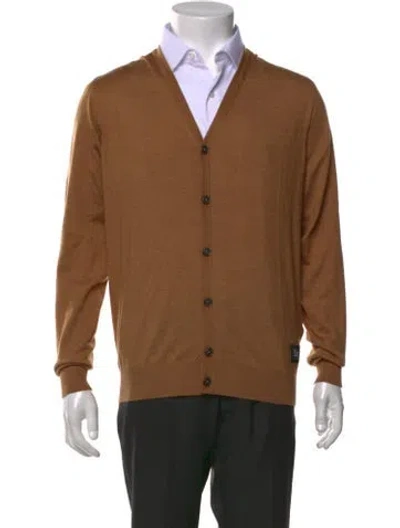 Pre-owned John Richmond V-neck Long Sleeve Cardigan In Brown